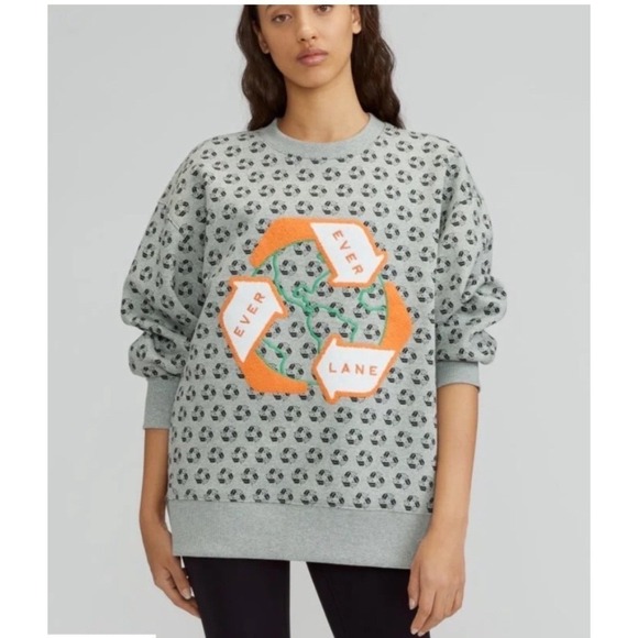 Everlane Tops - NWT $98 Everlane The ReTrack Oversized Crew Earth Day gray pullover sweatshirt S